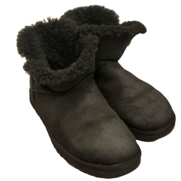 UGG Suede Boots Short Boots Womens Size 6 Black - Picture 3 of 7